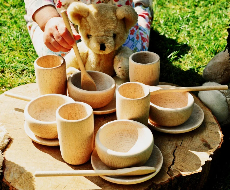 Cosy - Teddybeer Houten Theeset (16 stuks)