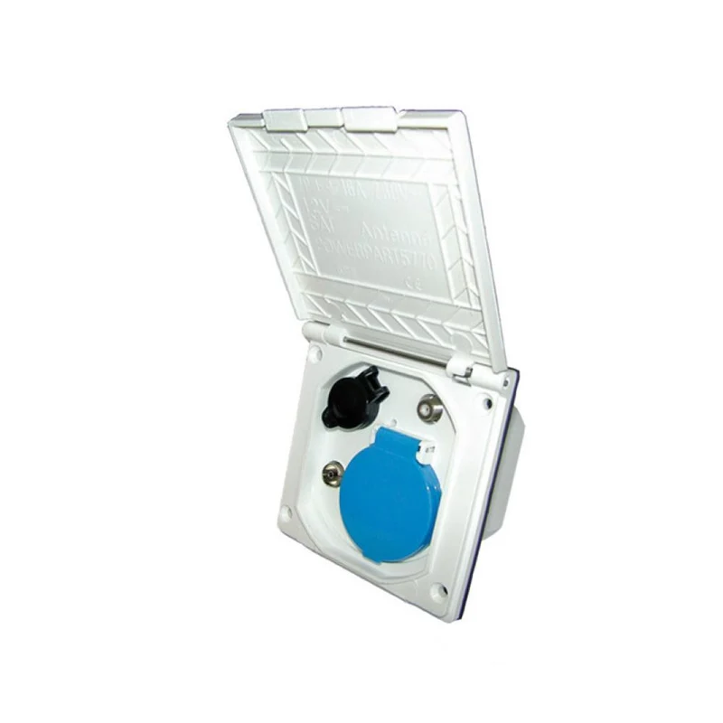Inbouwstekkerdoos 230V/12V Antenne/Satelliet Wit