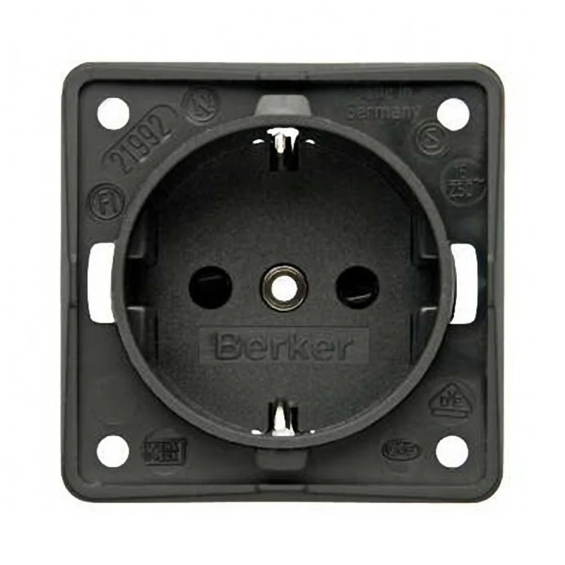 Berker Contactdoos 230V Randaarde Inbouw Antraciet Mat