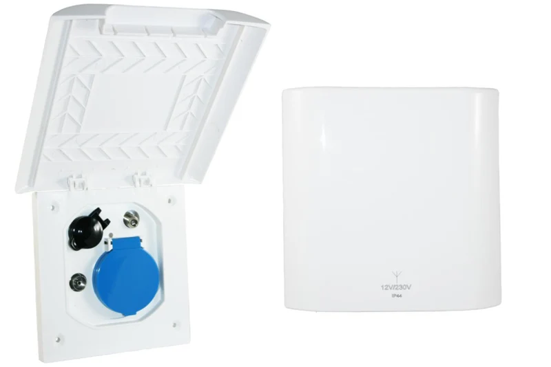 Inbouwstekkerdoos 230V/12V/Antenne/Satelliet Element Line Wit