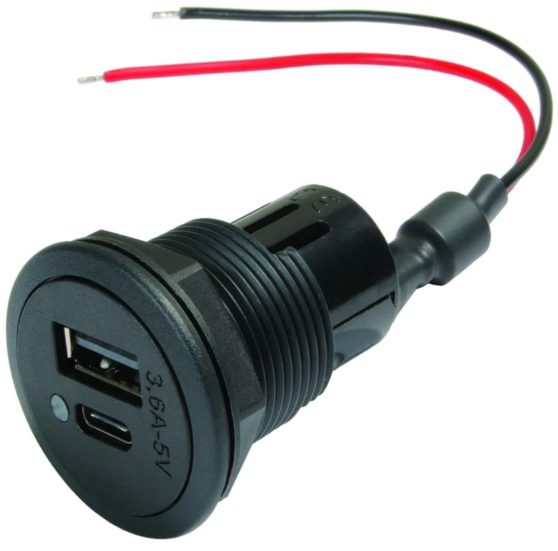 USB Inbouwdoos 12V met USB-C en USB-A 3600mA