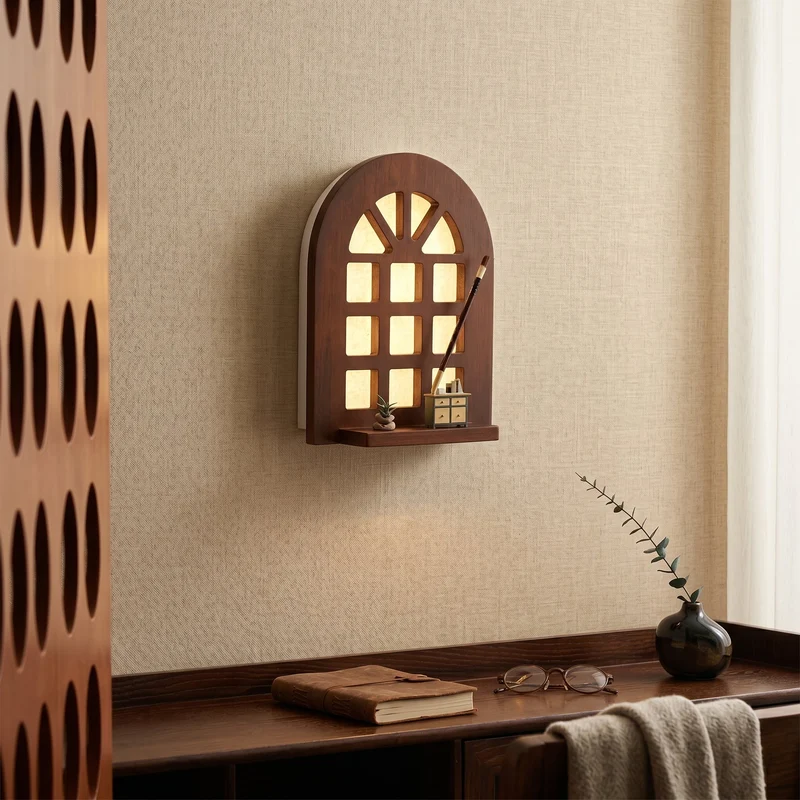 Warm Glow Arch Window Shelf Lamp