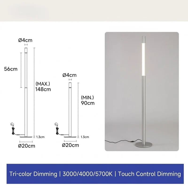Lumi Minimal LED Slide-Open Floor Lamp