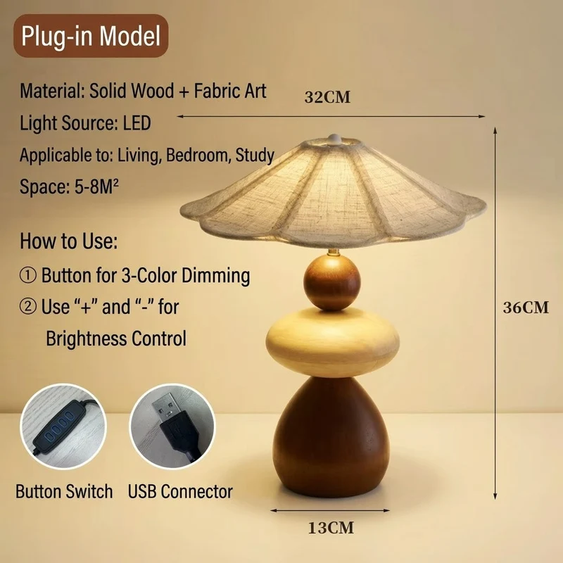 Zen Style Wooden Table Lamp