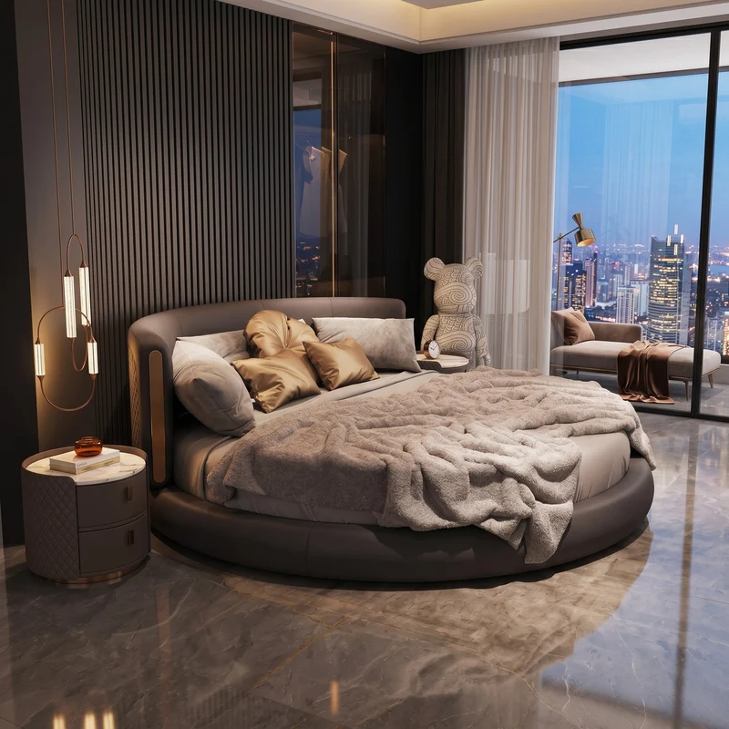 Florentine Italian Leather Minimalist Luxury Bed