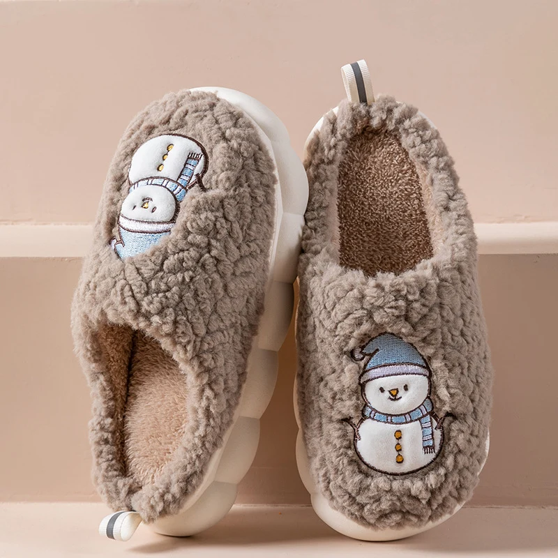 Warme Pluche Huissloffen met Antislip Zool