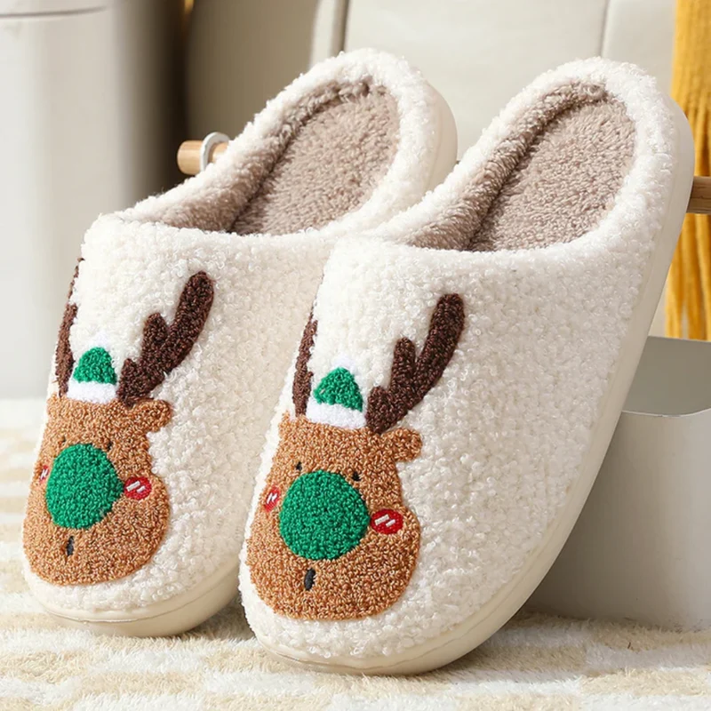 ReindeerSoft Kerstslippers – Warme Rendiersloffen met Antislipzool voor Dames en Heren