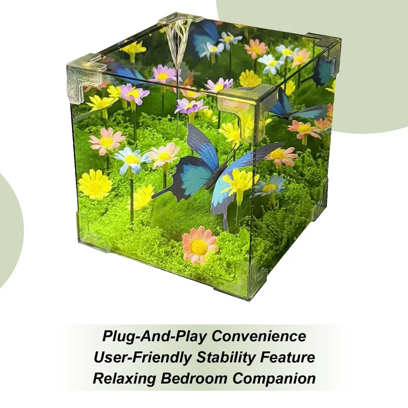LED Butterfly Garden Cube Night Light Decor
