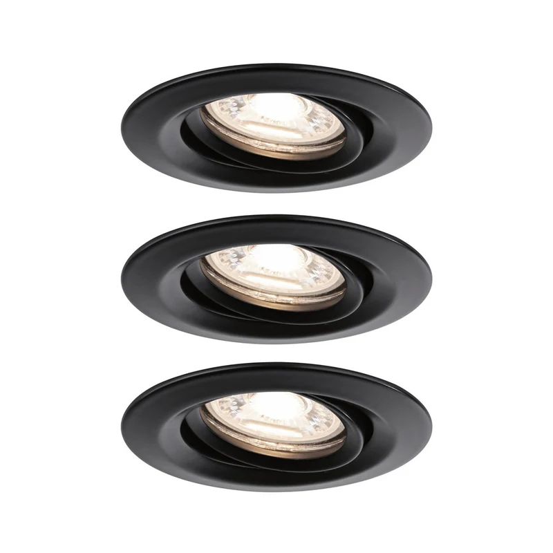 Paulmann Inbouwspot Nova Mini Mat Zwart Rond 4W Kantelbaar 3st