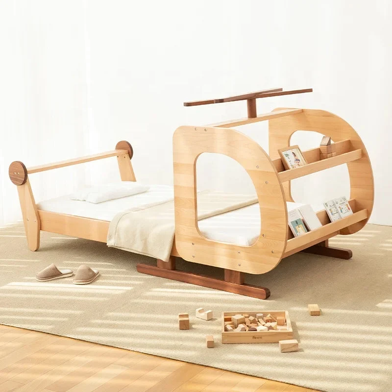 Helicopter Inspired Premium Wooden Built-in Storage Kids Bed