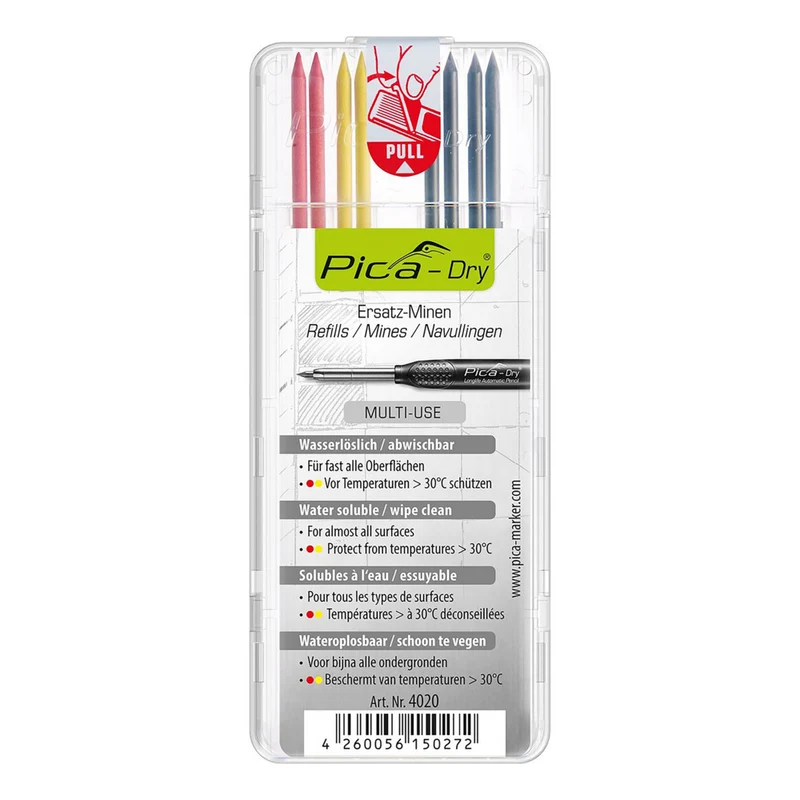 Pica 4020 Dry Navulling Basic 4 Grafiet 2 Rood En 2 Geel