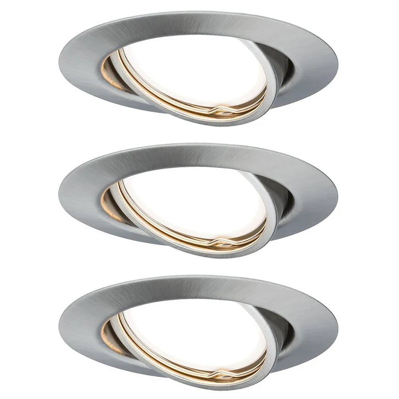 Paulmann Inbouwspot Base Coin Geborsteld RVS Rond 5W 3-Stap Dimbaar Kantelbaar 3st