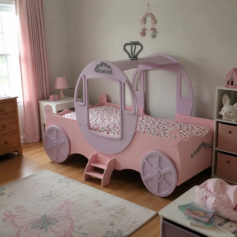 Dream Coach Pink Carriage Kids Princess Bed