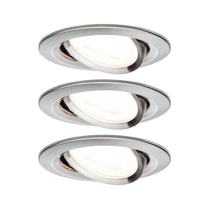 Paulmann Inbouwspot Nova Geborsteld RVS Rond 6,5W 3-Stap Dimbaar Kantelbaar 3st