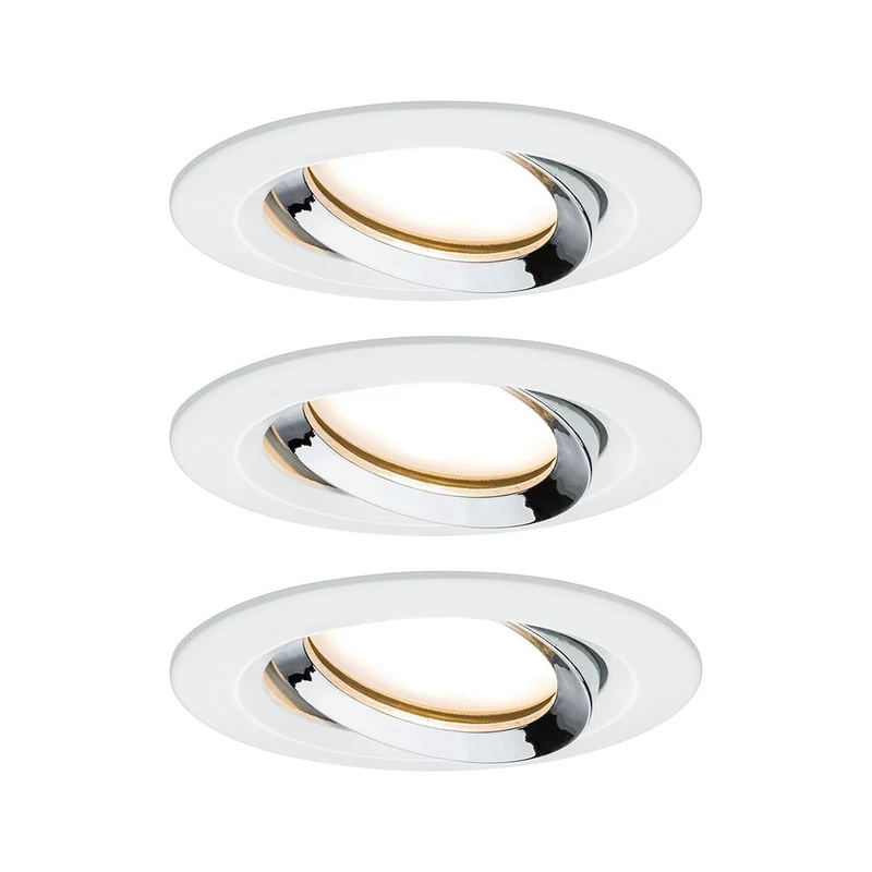 Paulmann Inbouwspot Nova Plus Mat Wit Chroom Rond 6W Dim Kantelbaar IP65 3st