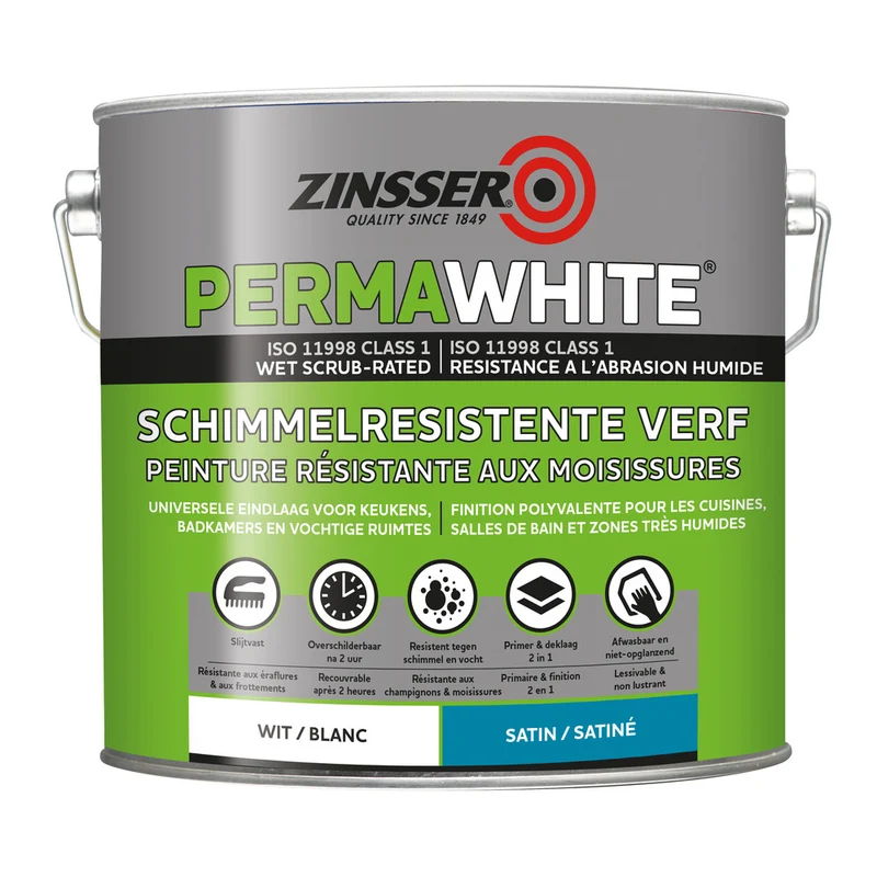 Zinsser Muurverf Perma-White Satin Wit 2,5L