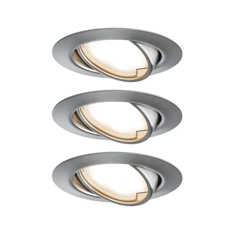 Paulmann Inbouwspot Base Geborsteld Staal Rond 5W Kantelbaar 3st