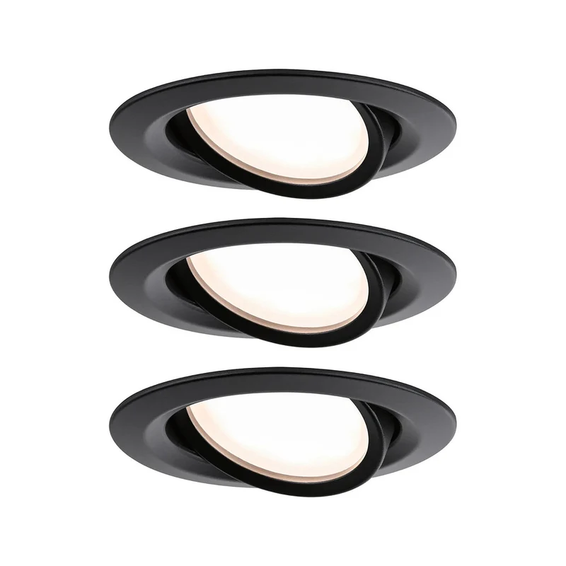 Paulmann Inbouwspot Nova Plus Zwart Rond 6W Kantelbaar 3st