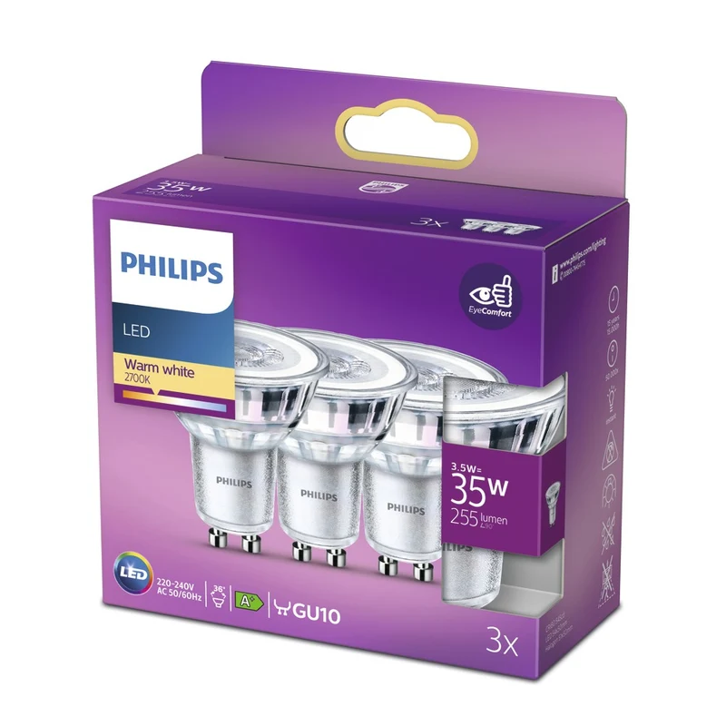Philips LED Spot 35W GU10 Warmwit 3st