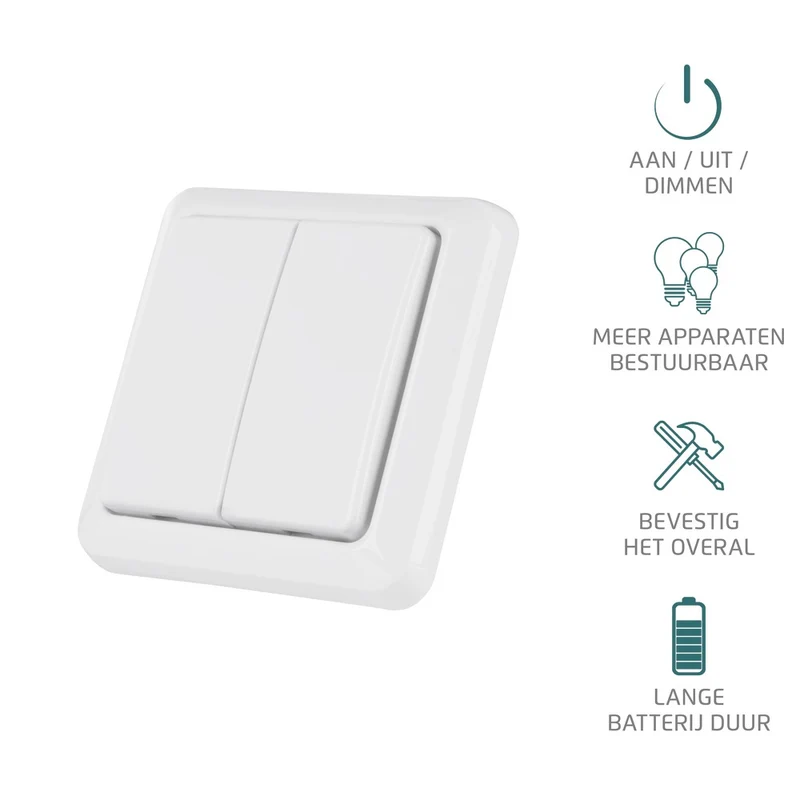 KlikAanklikuit Schakelaar Opbouw AWST-8802 Dubbel Draadloos