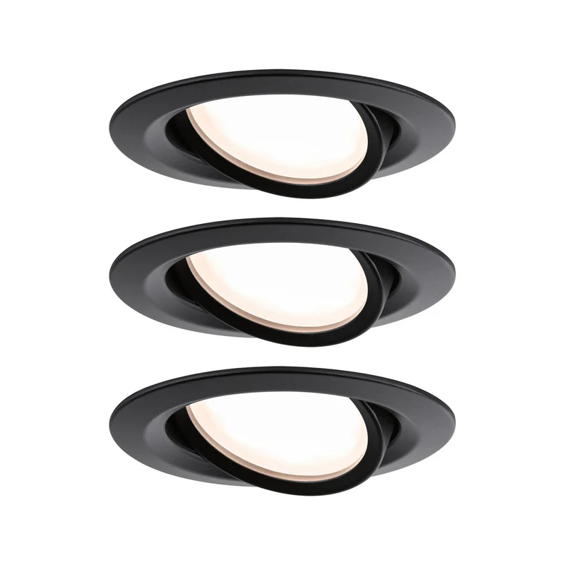 Paulmann Inbouwspot Nova Plus Mat Zwart Rond 6W Dim Kantelbaar IP65 3st