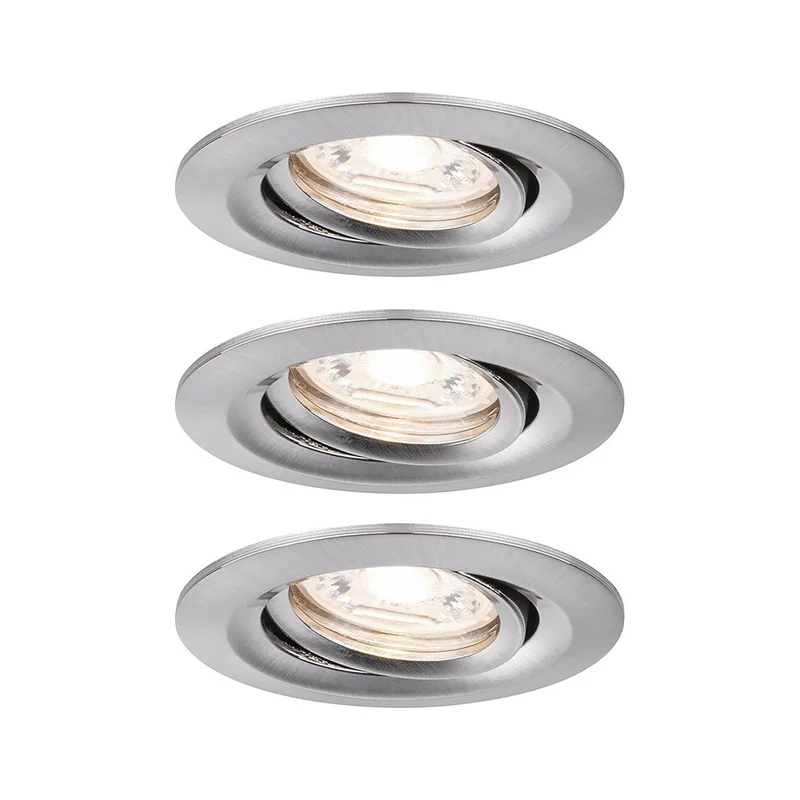 Paulmann Inbouwspot Nova Mini Geborsteld Aluminium Rond 4W Kantelbaar 3st