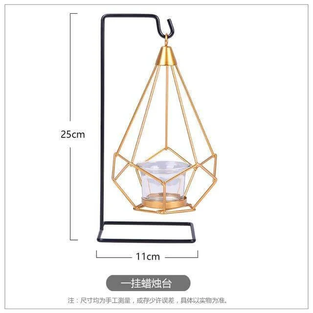 Nordic Gold Geometric Metal Candle Holder
