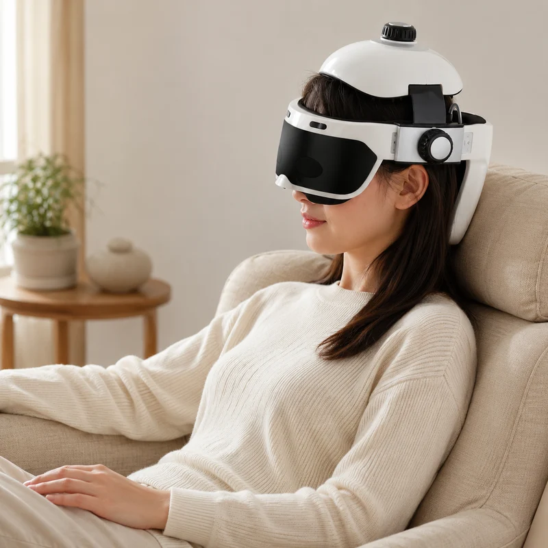 Chargeable Electric Heating Head Eye Massage Helmet