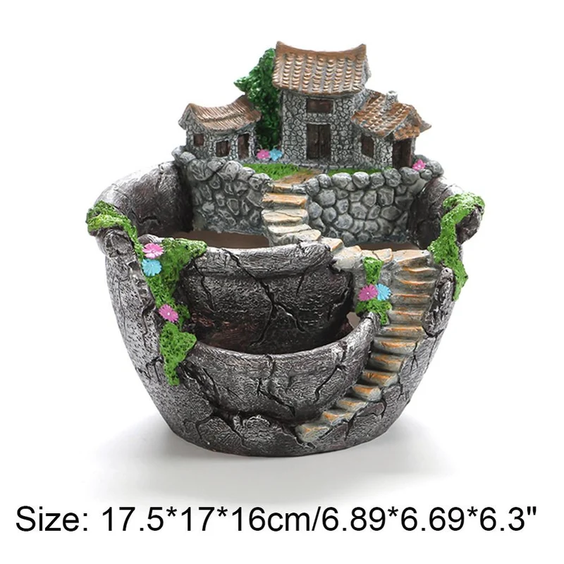 Fairy Garden Flower House Pot Lamp